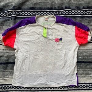 80s Bay Club Active Button Men  T-shirt Size L